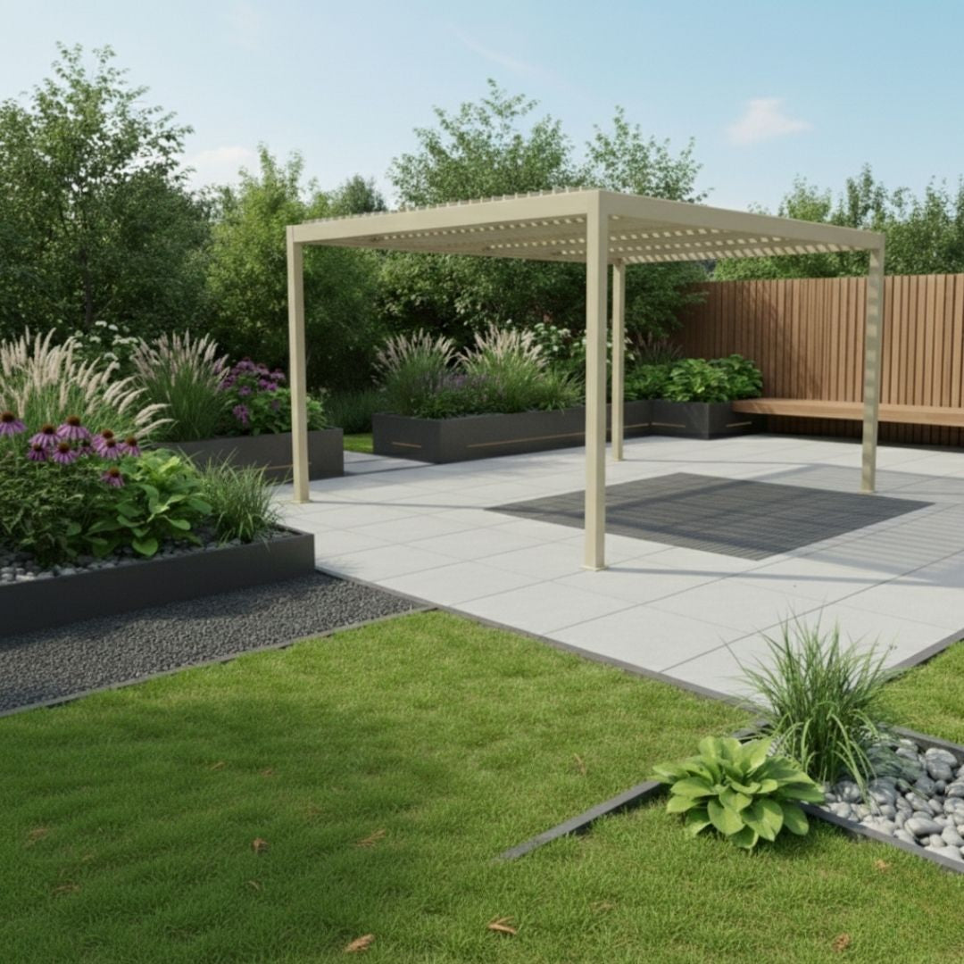 Athena Aluminium Pergola - 3m x 4m in Stone Grey