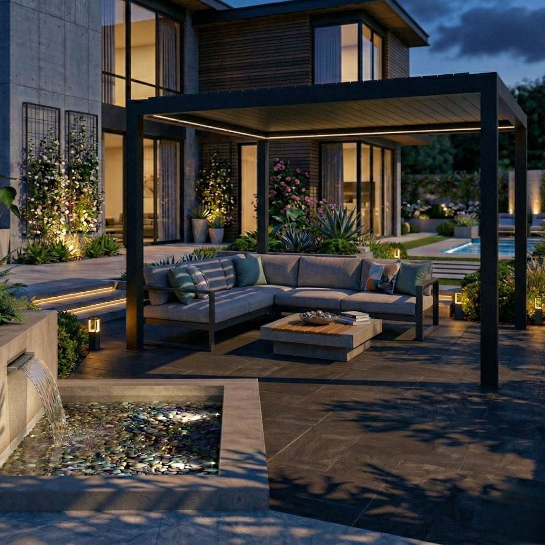 Neptune Deluxe Motorised Roof Aluminium Pergola - 3m x 4m in Grey