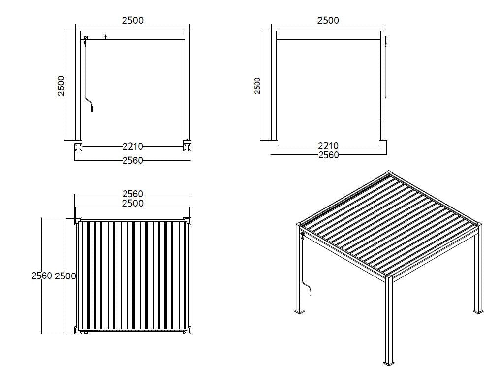 Hemera Aluminium Pergola - 2.5m x 2.5m in Oyster