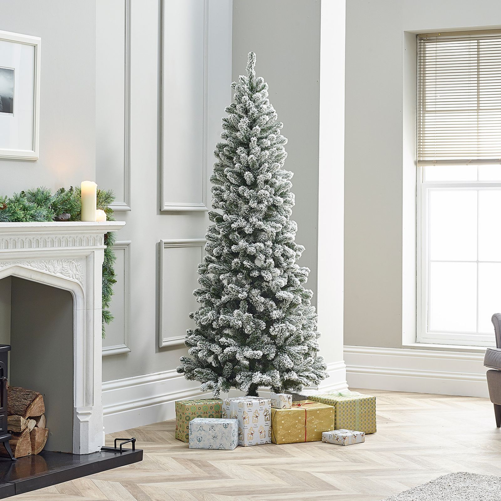 Snowy Slim Balsam Fir Artificial Christmas Tree