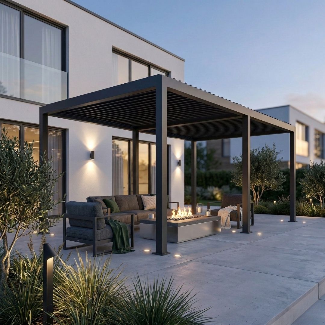 Hemera Deluxe Aluminium Pergola - 6m x 3m in Grey