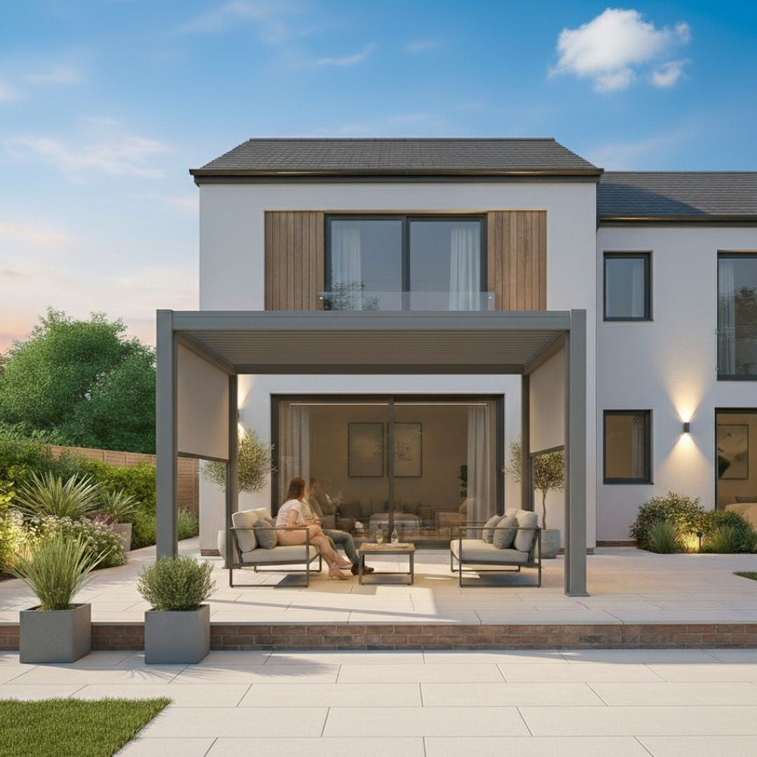 Hemera Deluxe Aluminium Pergola - 2.5m x 4m in Oyster