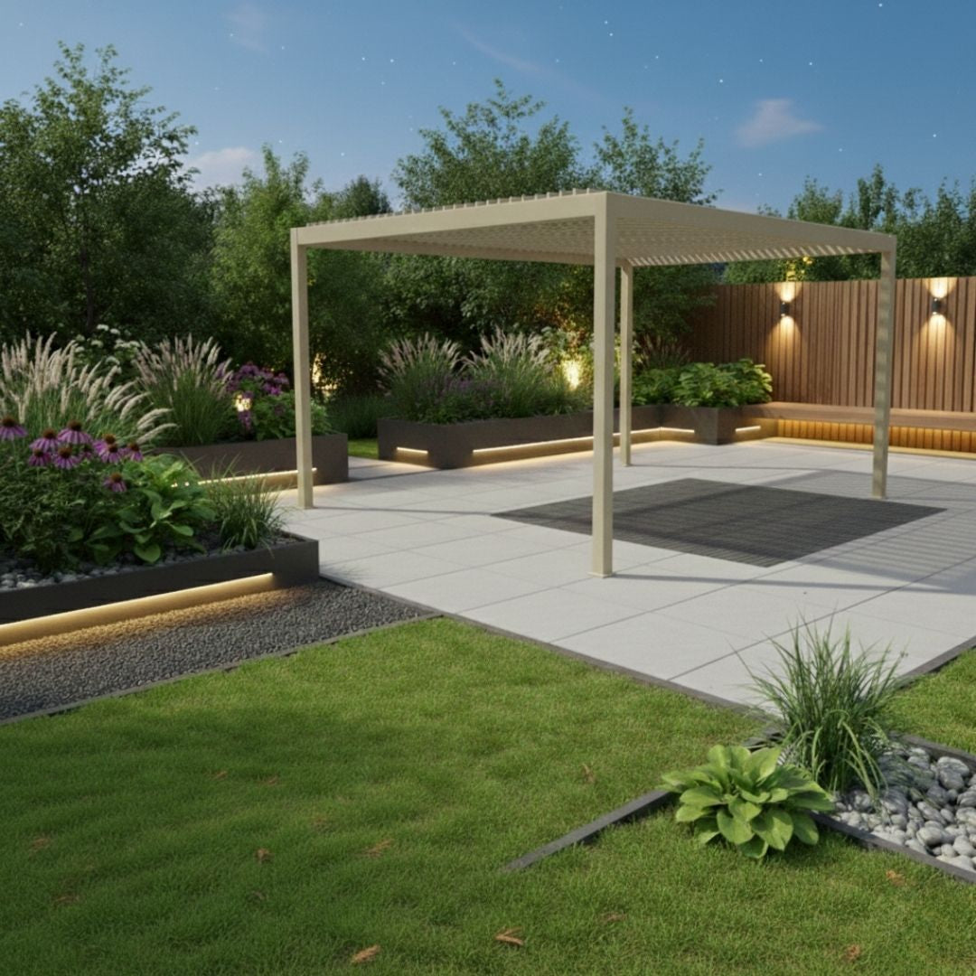 Athena Aluminium Pergola - 3m x 4m in Stone Grey