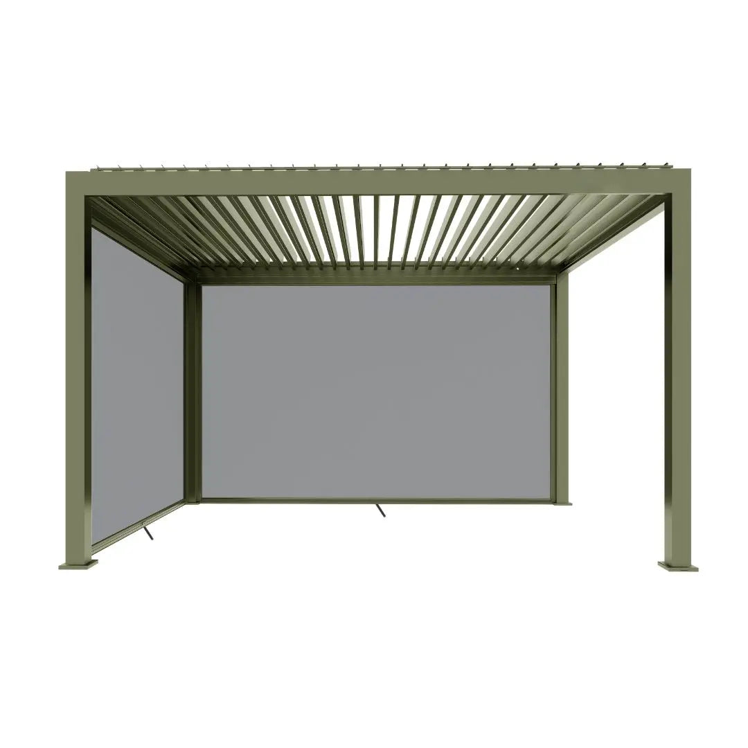 Neptune Deluxe Motorised Roof Aluminium Pergola - 3m x 3m in Olive Green