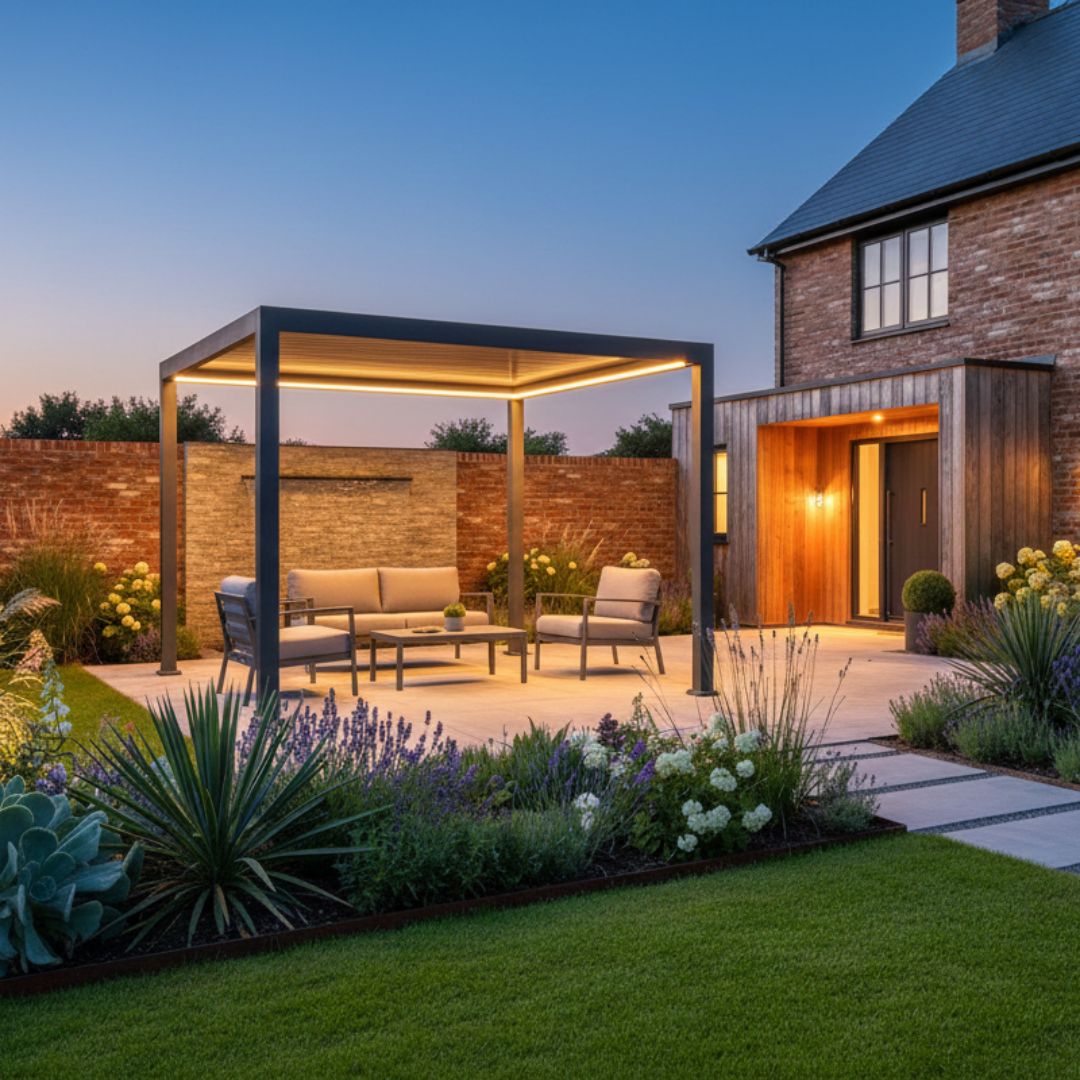 Neptune Deluxe LED Aluminium Pergola - 3m x 3m in Grey