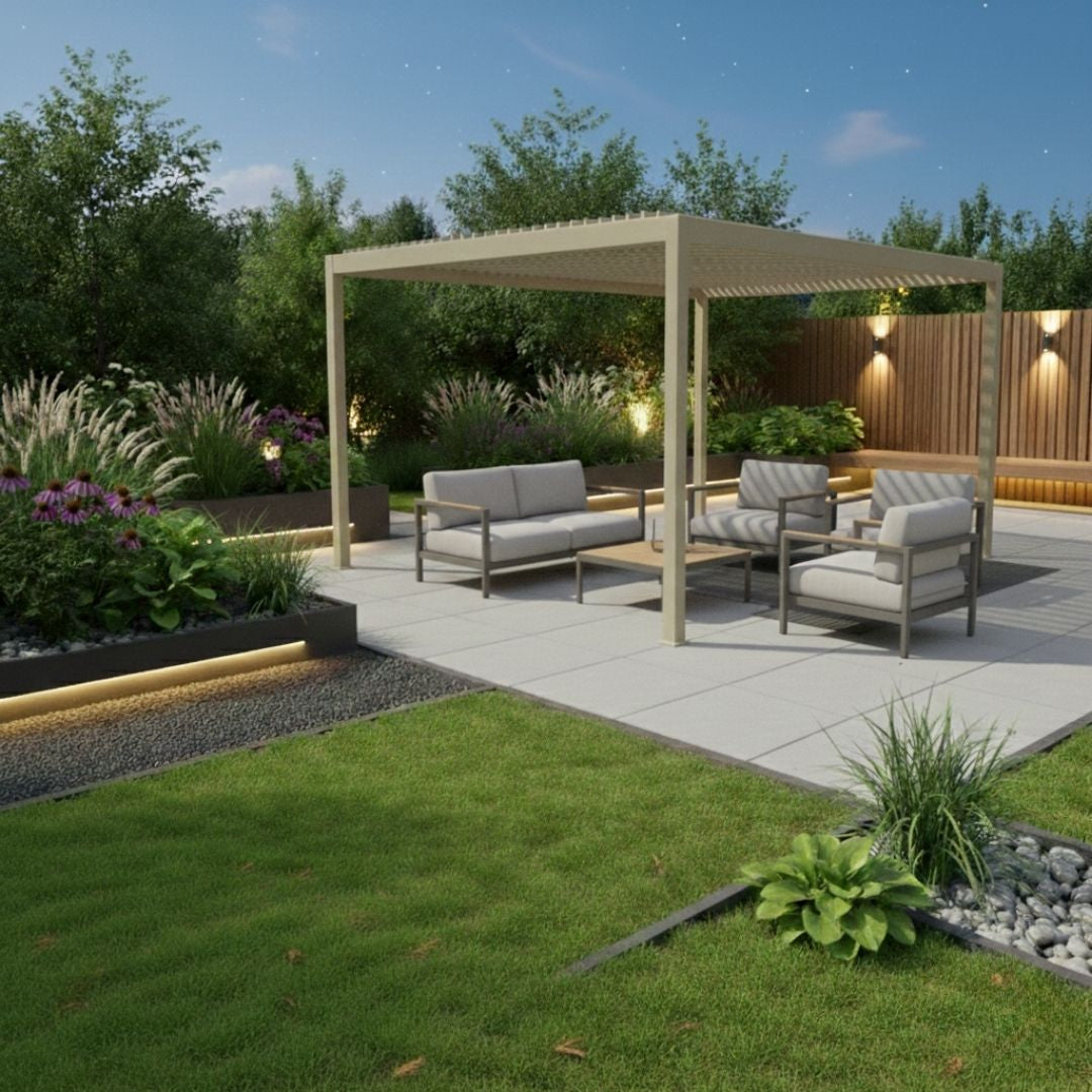 Athena Aluminium Pergola - 3m x 4m in Stone Grey