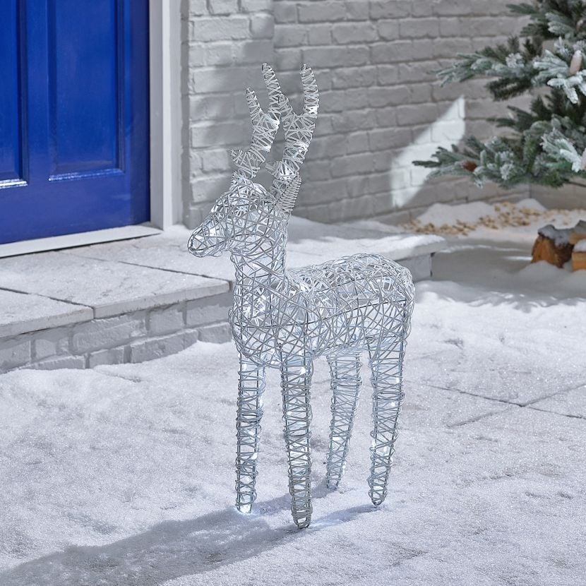 White 80cm Outdoor Rattan LED Reindeer