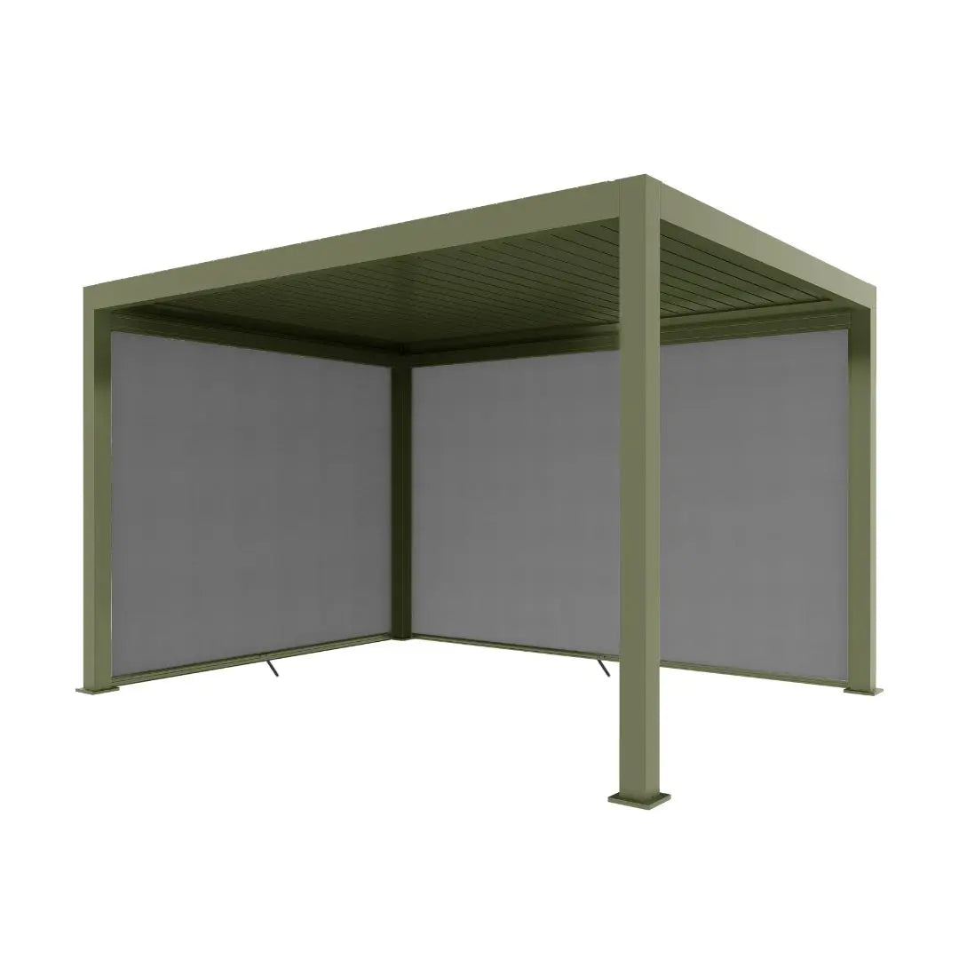 Neptune Deluxe Motorised Roof Aluminium Pergola - 3m x 6m in Olive Green