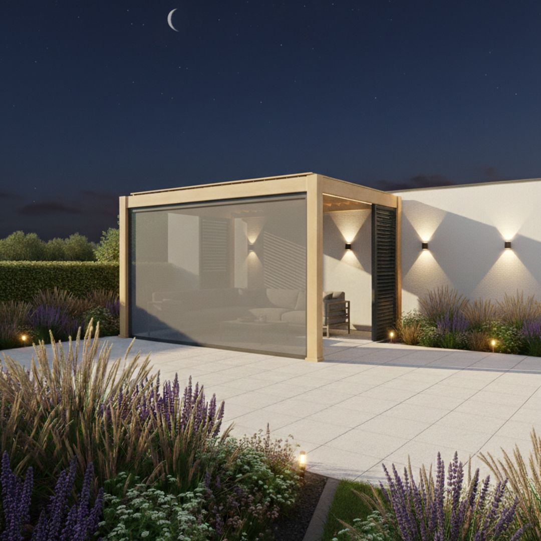 Hemera Deluxe Aluminium Pergola - 2.5m x 4m in Light Oak