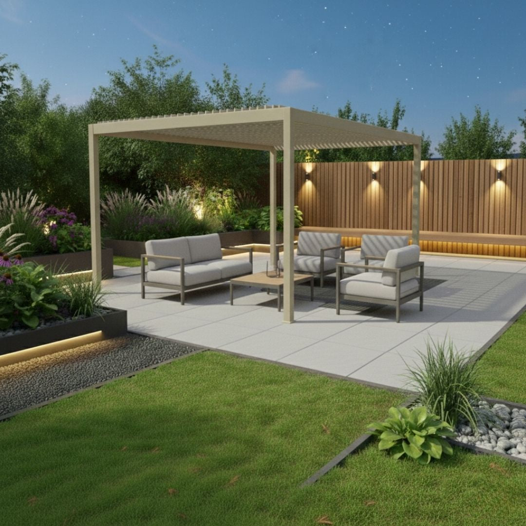 Athena Aluminium Pergola - 3m x 4m in Stone Grey