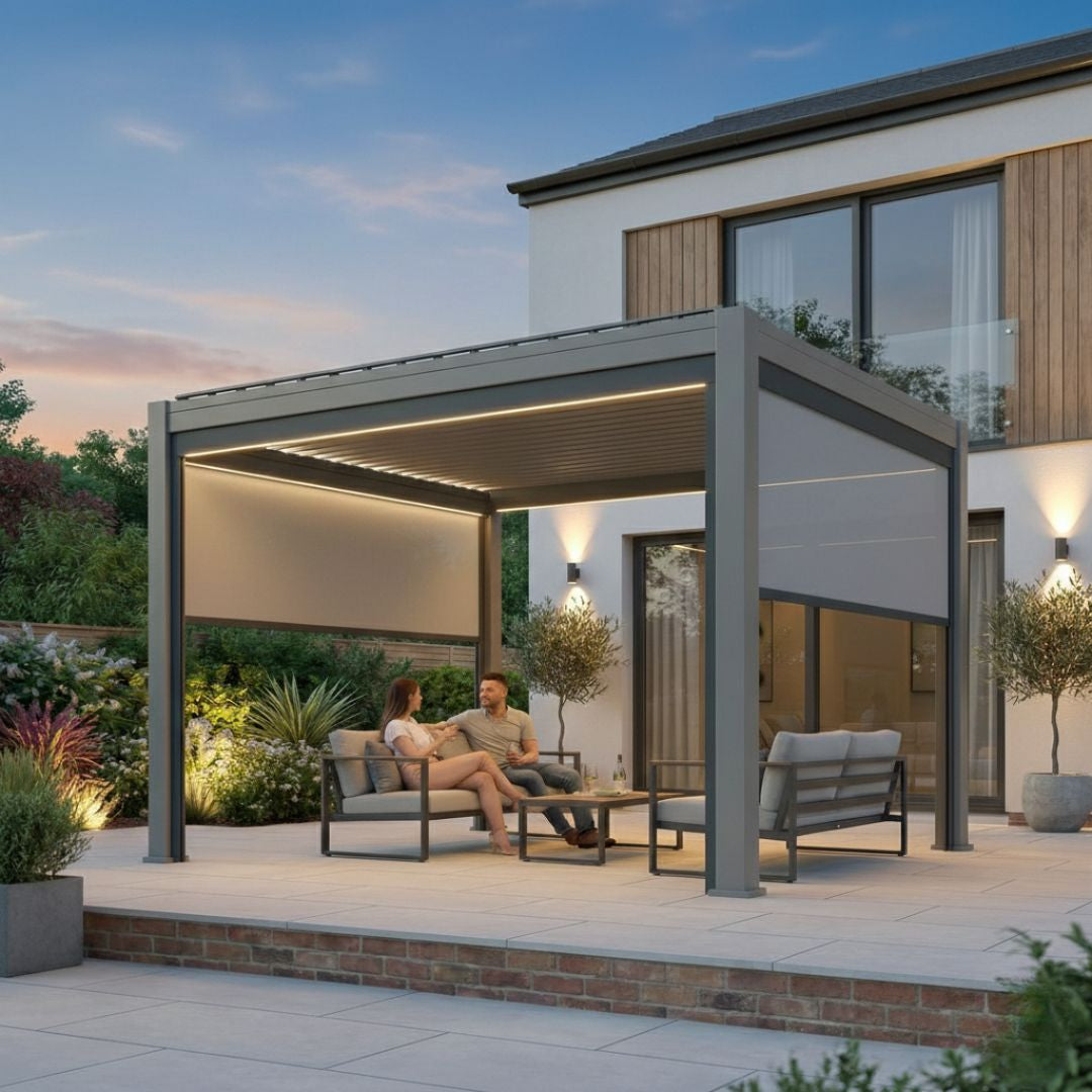 Hemera Deluxe Aluminium Pergola - 2.5m x 4m in Oyster