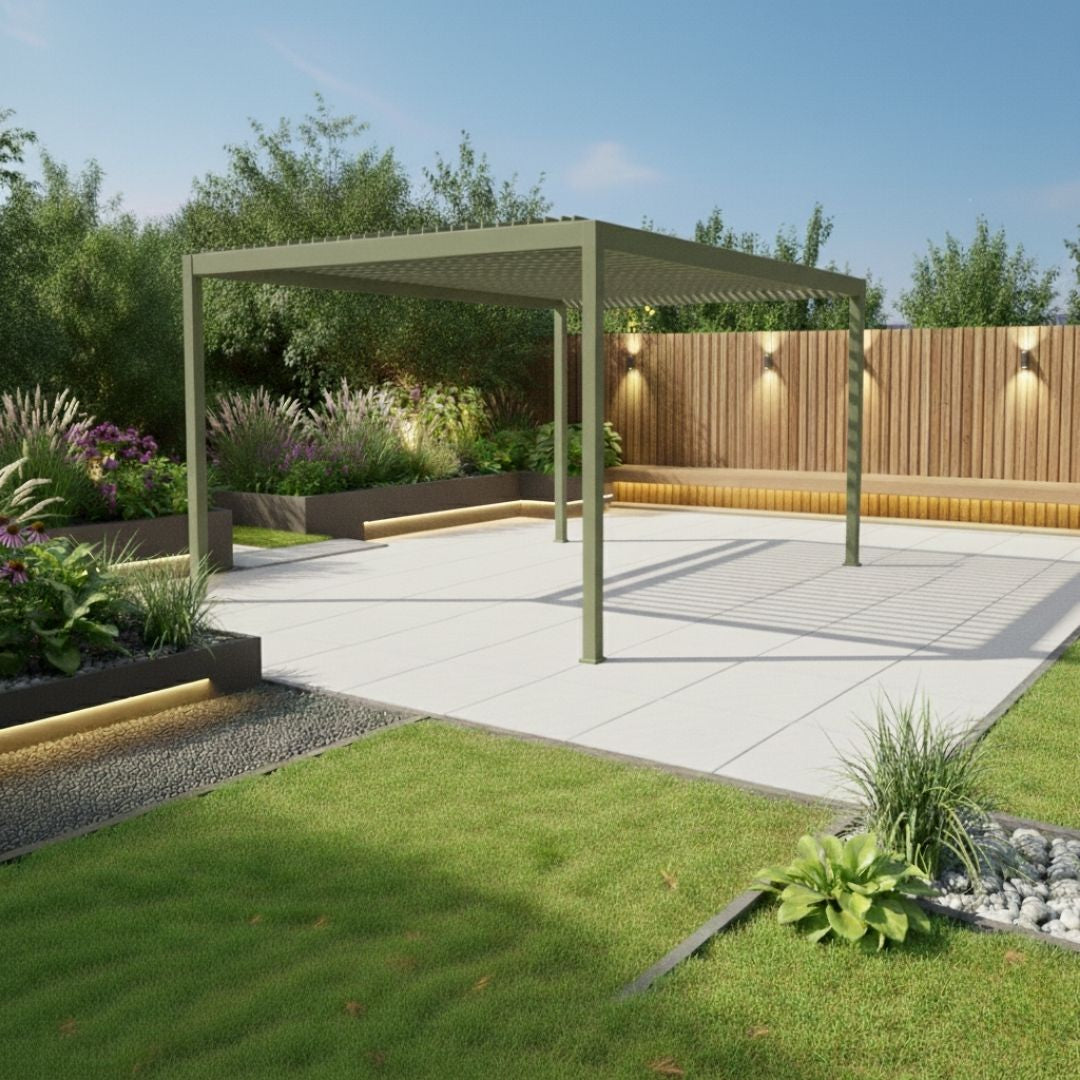 Athena Aluminium Pergola - 3m x 3m in Olive Green