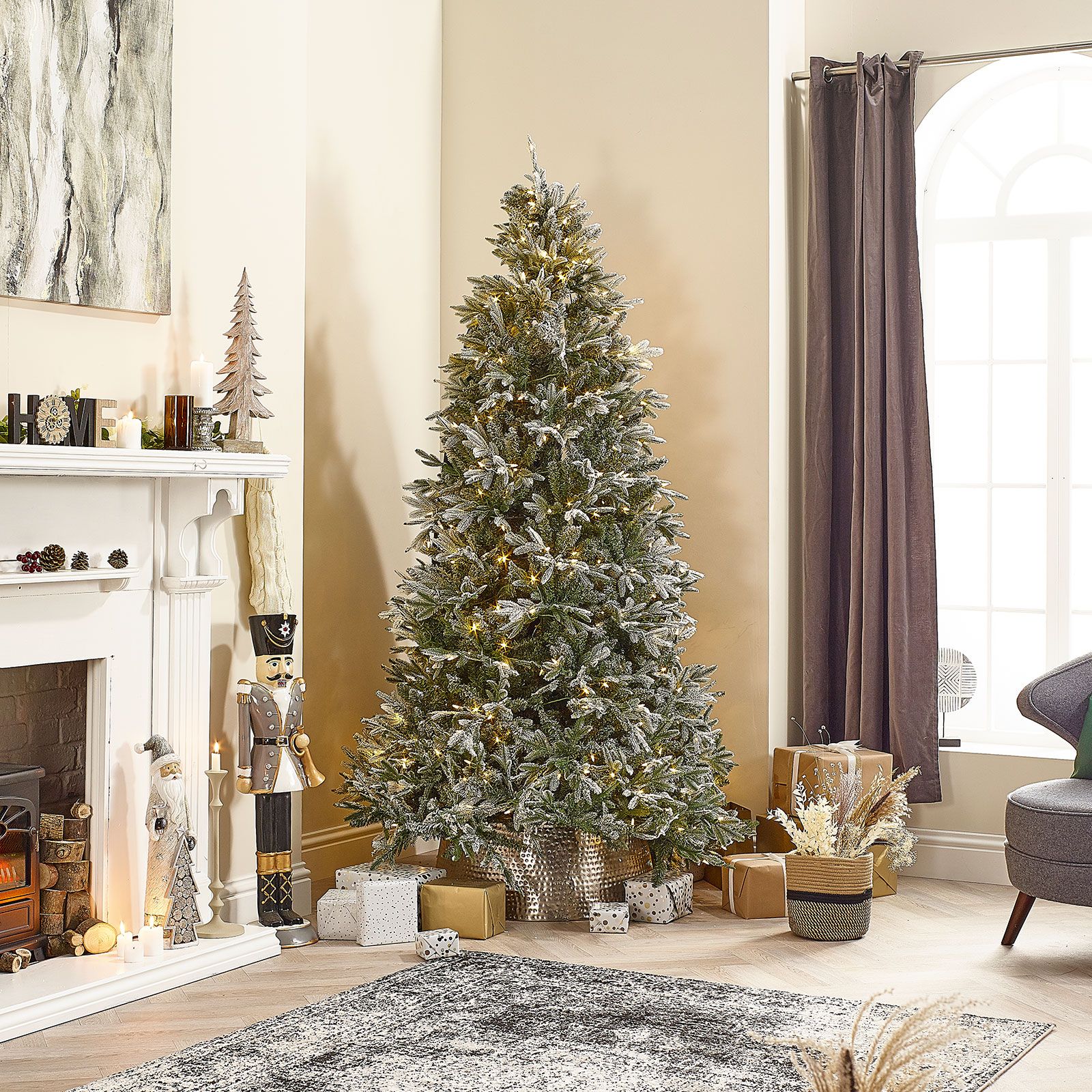 The 6.5ft Pre-Lit Frosted Scotch Pine Artificial Christmas Tree