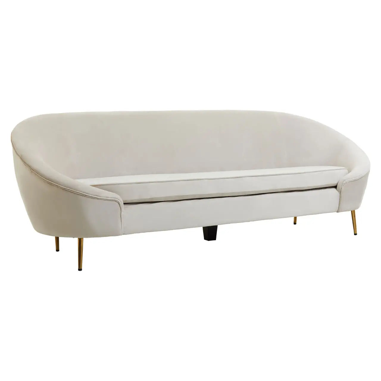 Beige Velvet 3 Seat Sofa