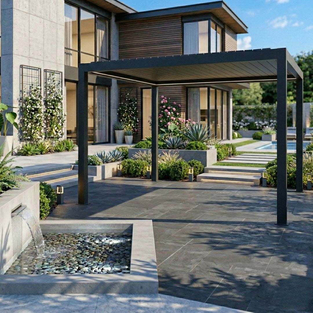 Neptune Deluxe Motorised Roof Aluminium Pergola - 3m x 4m in Grey