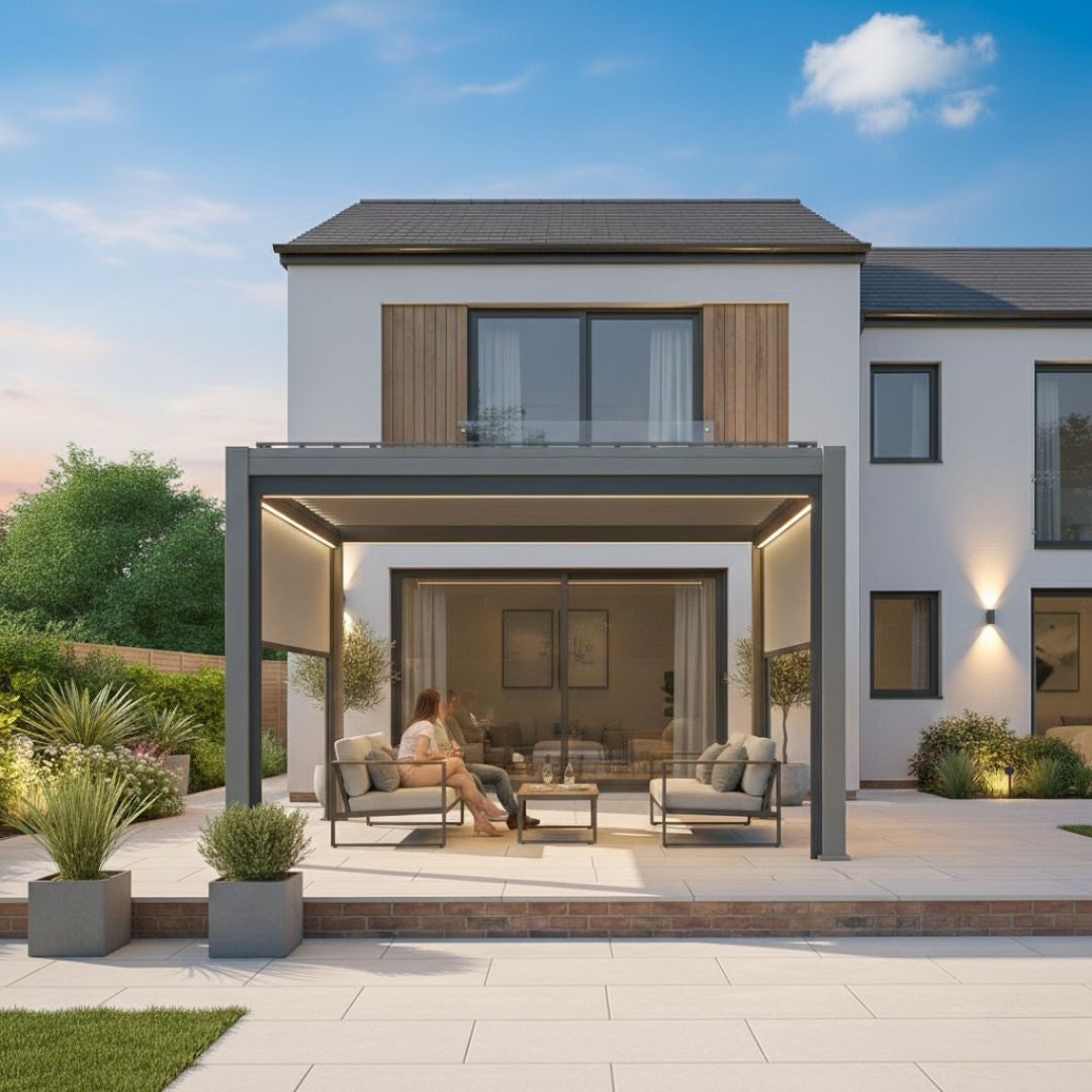 Hemera Deluxe Aluminium Pergola - 2.5m x 4m in Oyster