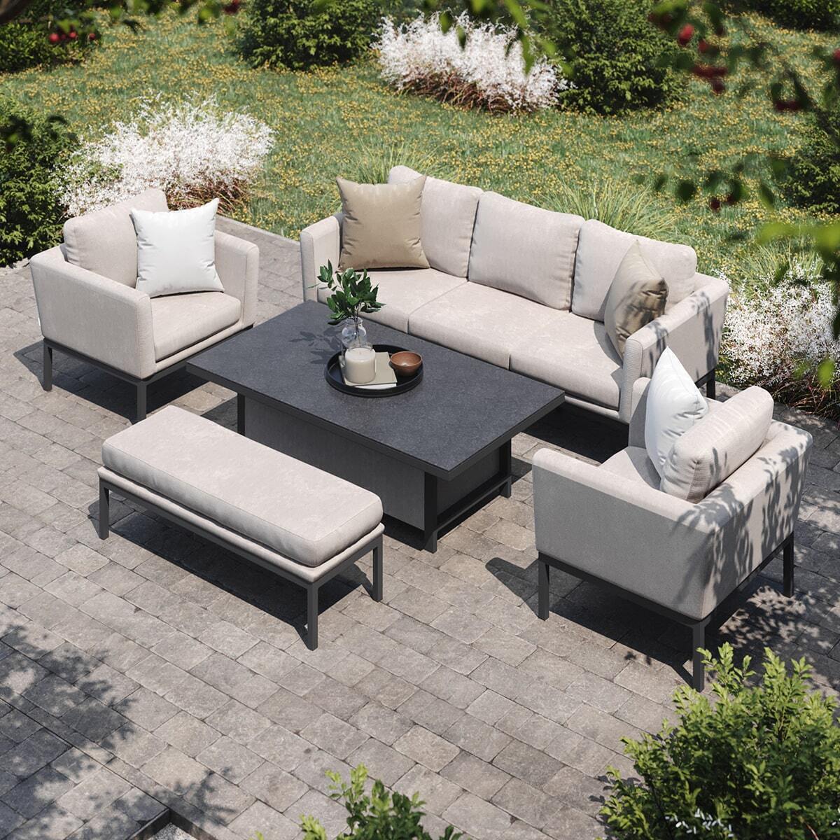 3 seat sofa set with firepit #colour_oatmeal