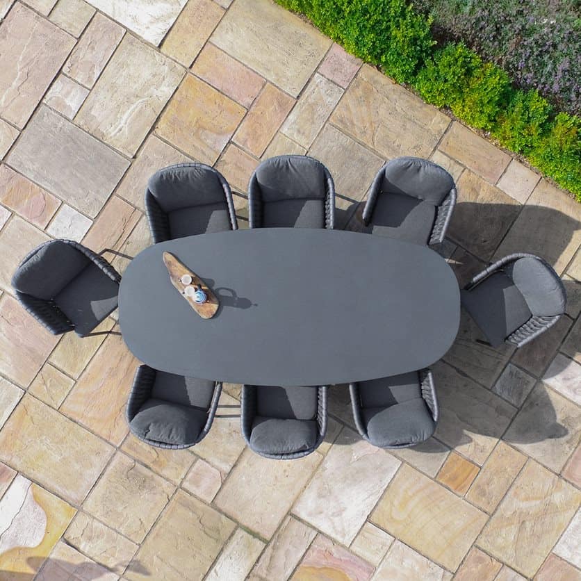 Marina 8 Seat Oval Dining Set Grey Rope and Aluminium Outdoor Furniture #colour_grey