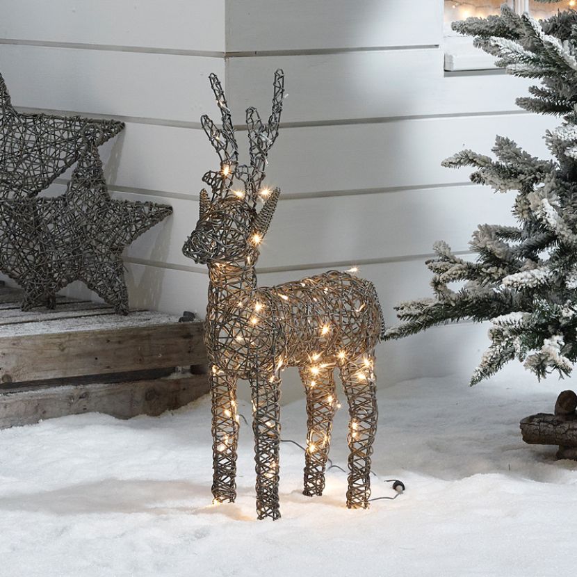 80cm Outdoor Rattan LED Reindeer