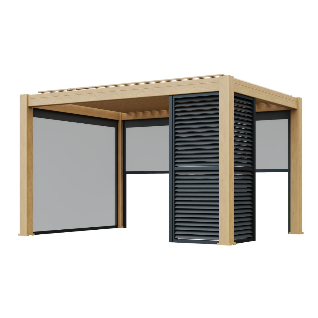 Hemera Deluxe Aluminium Pergola - 2.5m x 3m in Light Oak