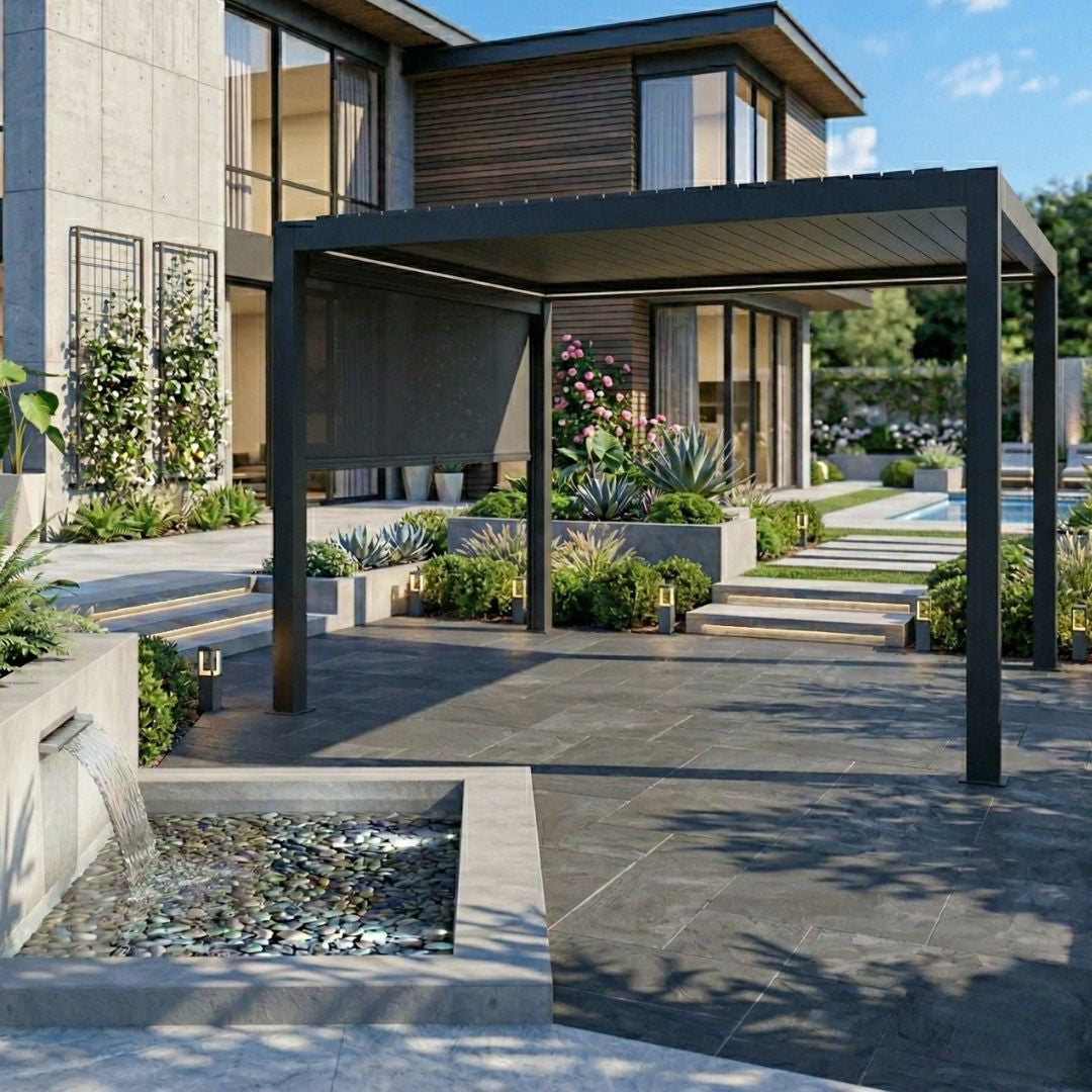 Neptune Deluxe Motorised Roof Aluminium Pergola - 3m x 4m in Grey