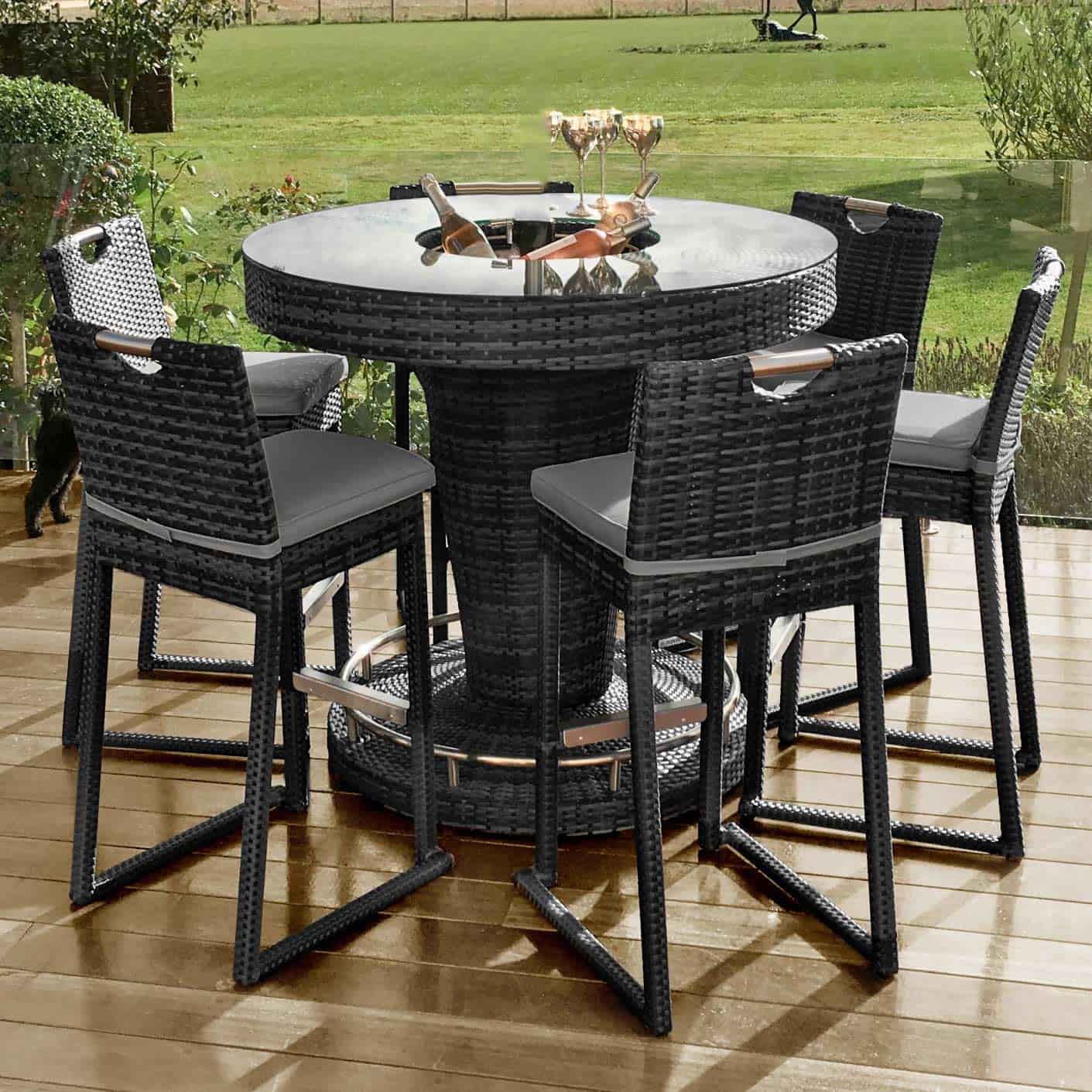 6 Seat Round Bar Set with Ice Bucket #colour_grey