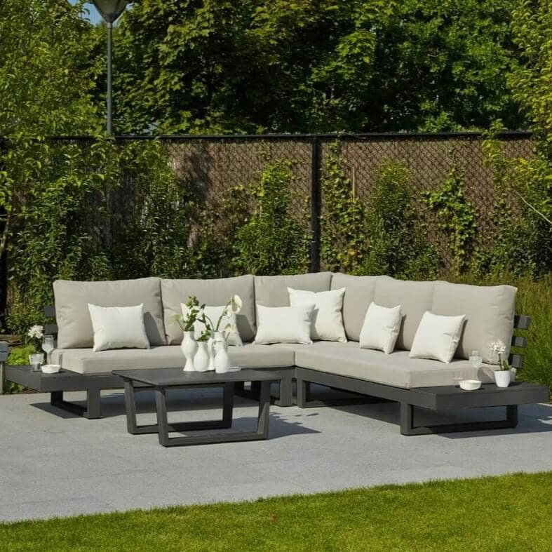 Grey Aluminium Corner Sofa Set #colour_grey