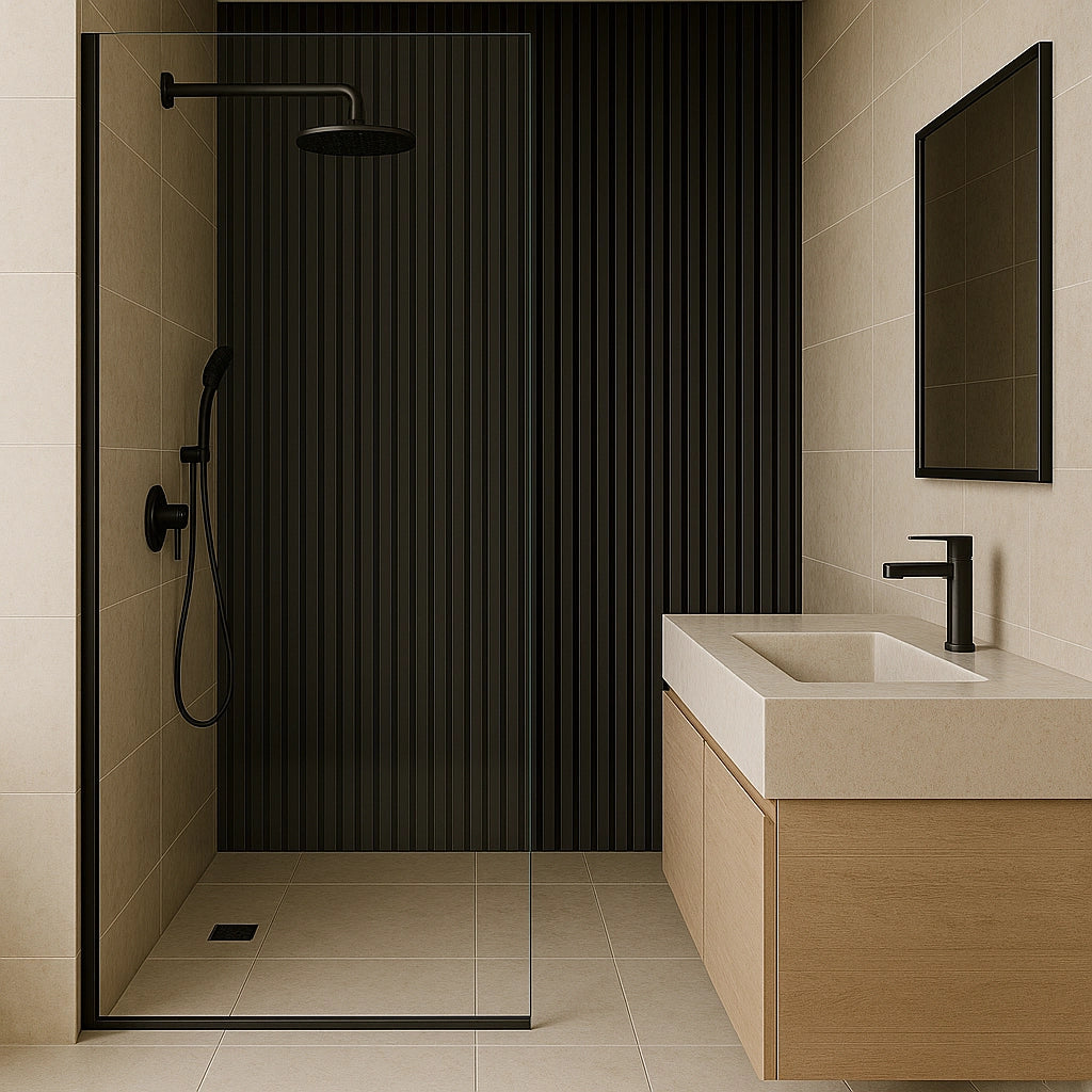 Residence – Brushed Black Waterproof Wall Panel • Pack of 4