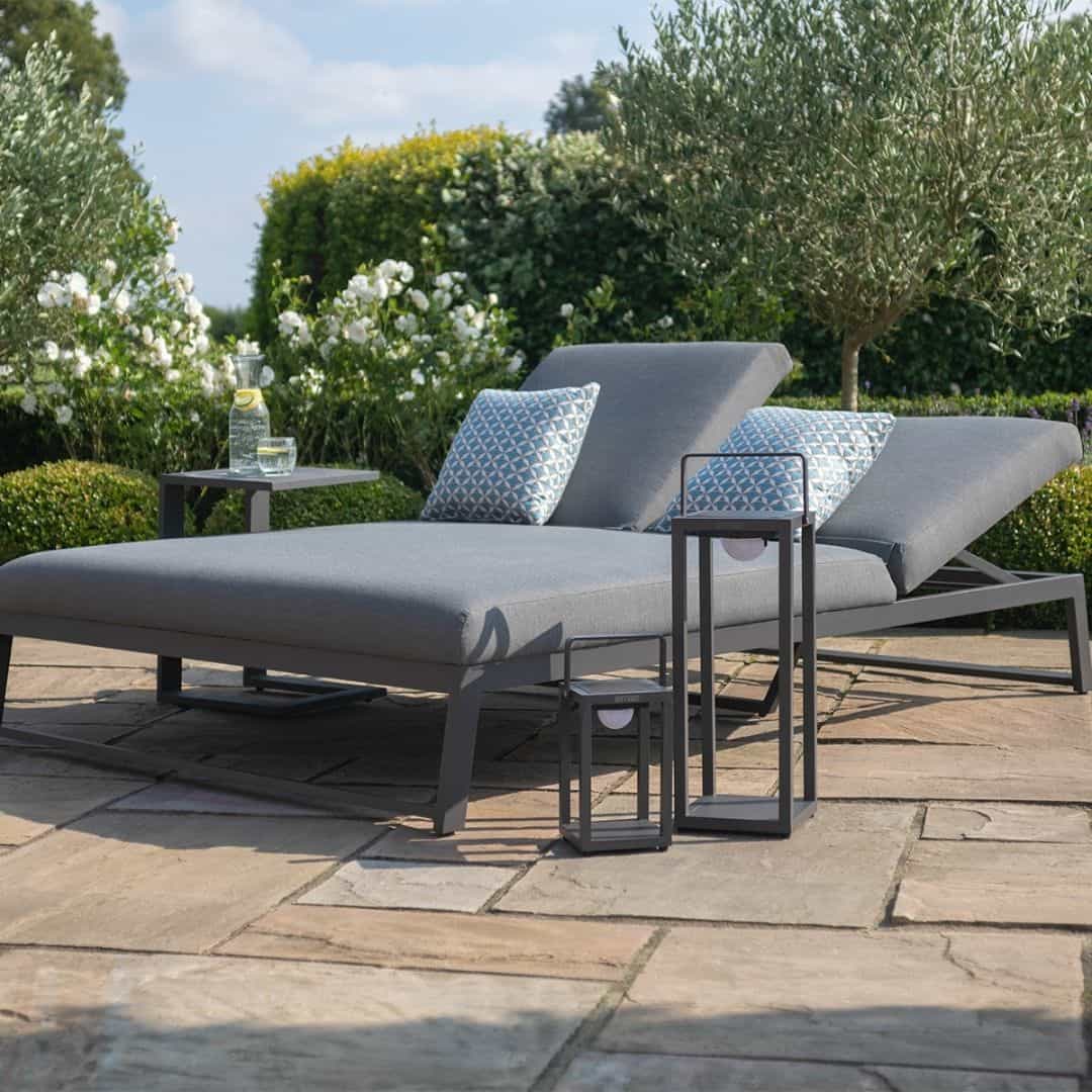 Aluminium and Fabric Double Sunlounger #colour_flanelle