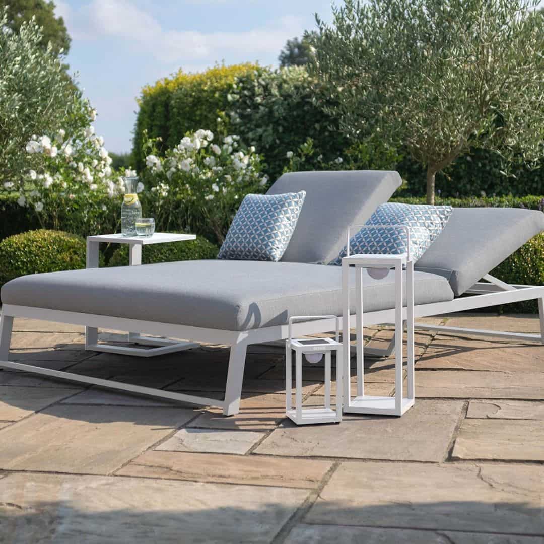 Aluminium and Fabric Double Sunlounger #colour_lead chine