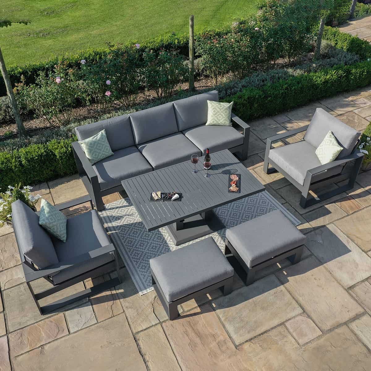 3 Seat Sofa Set With Rising Table (includes x2 footstools) #colour_grey