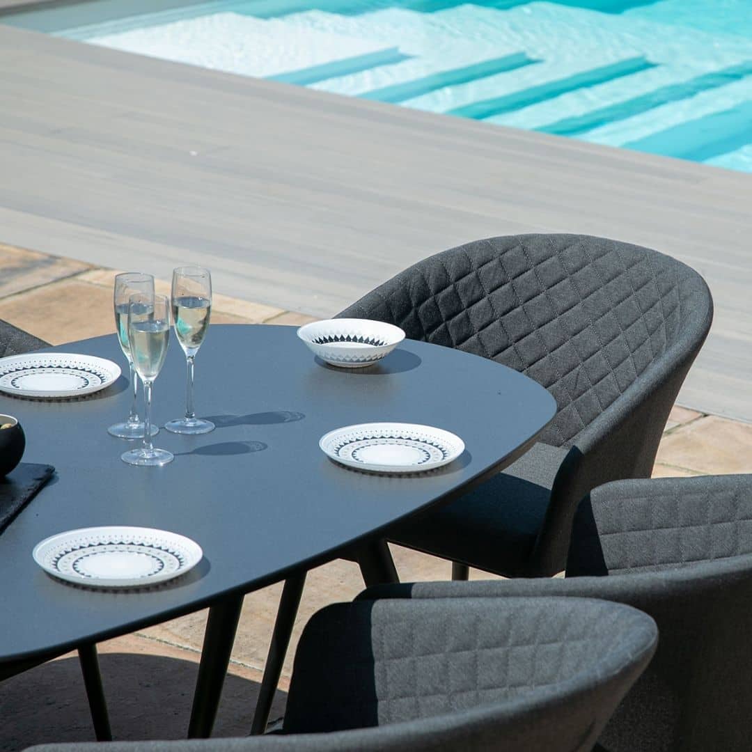 Aluminium and Fabric 6 Seat Oval Dining Set #colour_charcoal