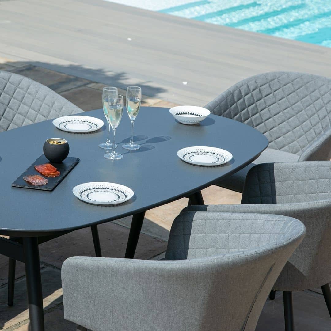 Aluminium and Fabric 6 Seat Oval Dining Set #colour_flanelle