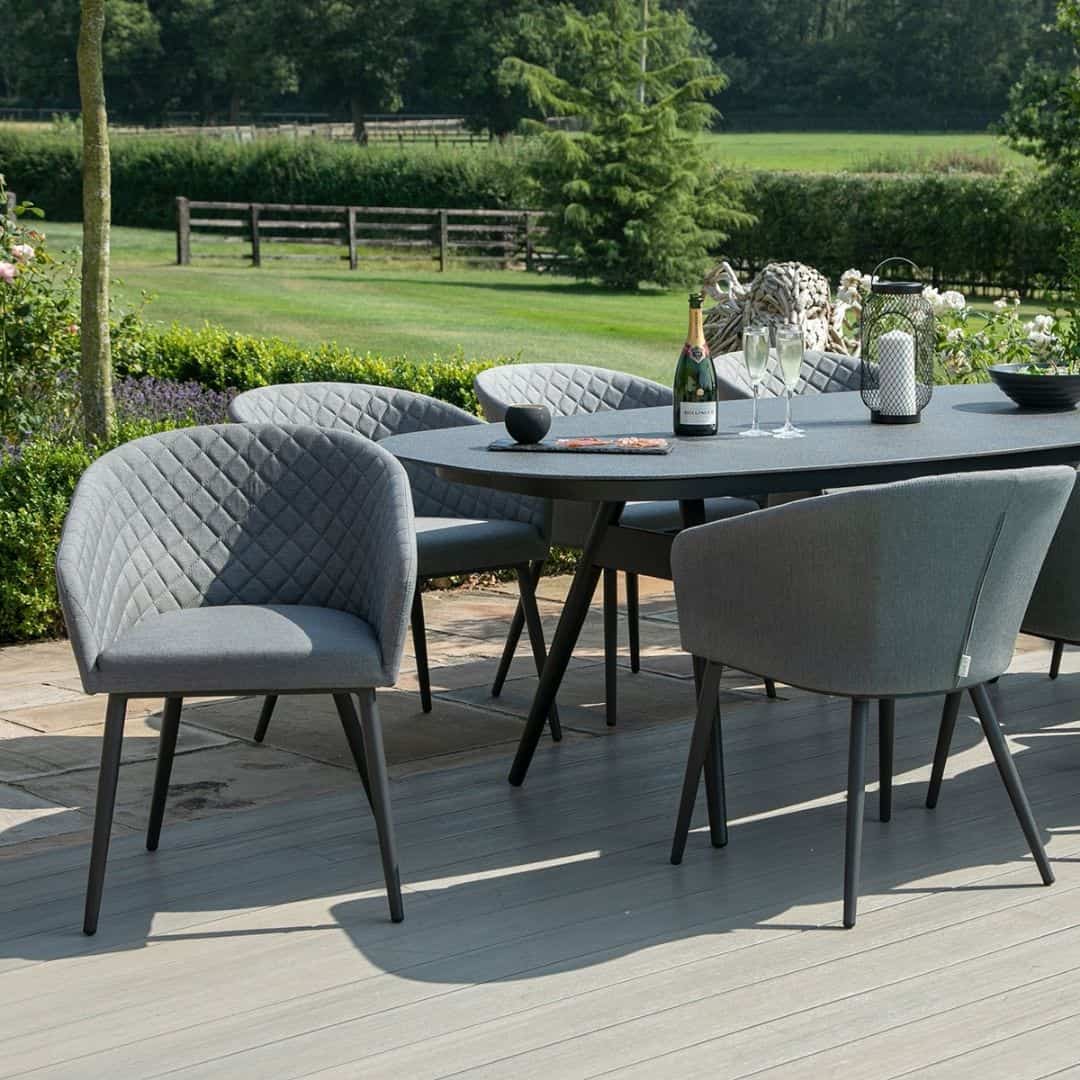 Aluminium and Fabric 8 Seat Oval Dining Set #colour_flanelle