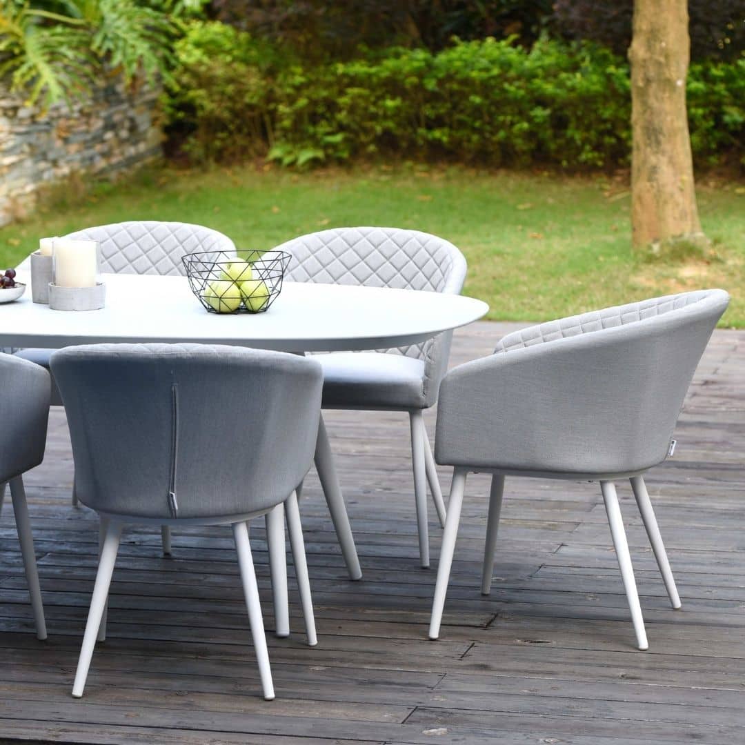 Aluminium and Fabric 8 Seat Oval Dining Set #colour_lead chine