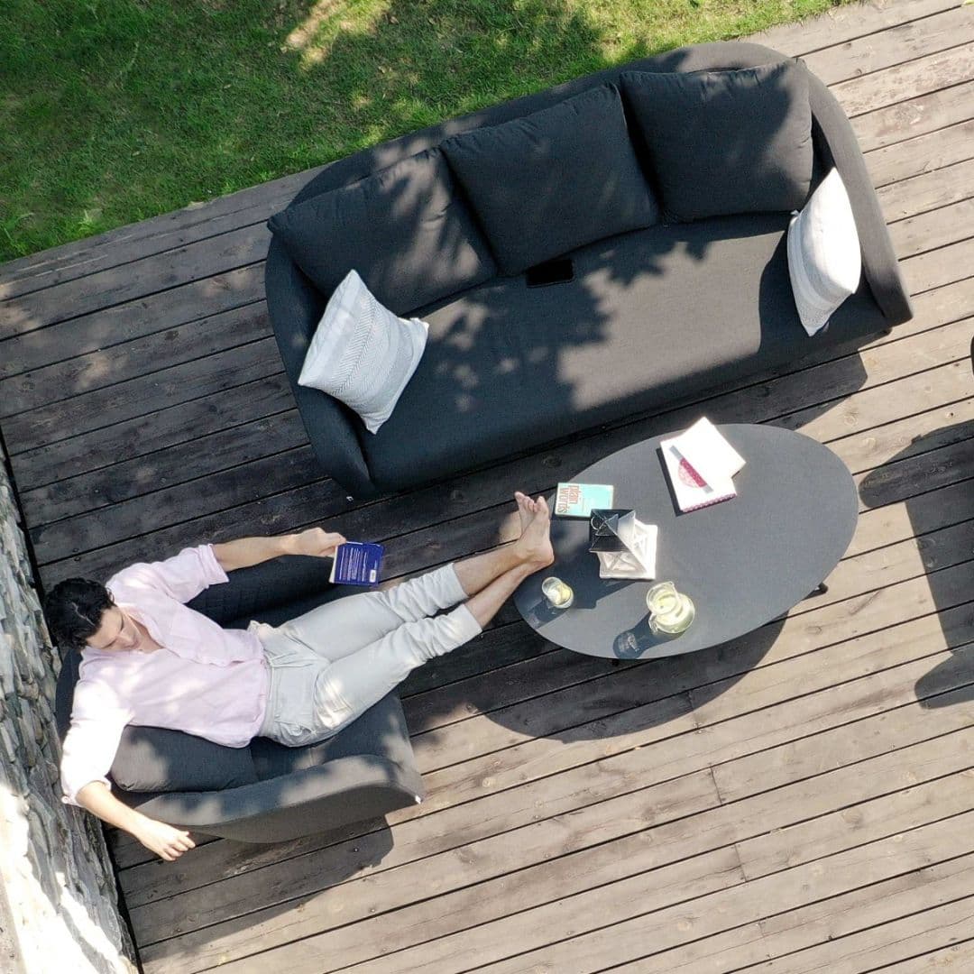 Charcoal Fabric 3 Seat Sofa Set with Oval Coffee Table #colour_charcoal