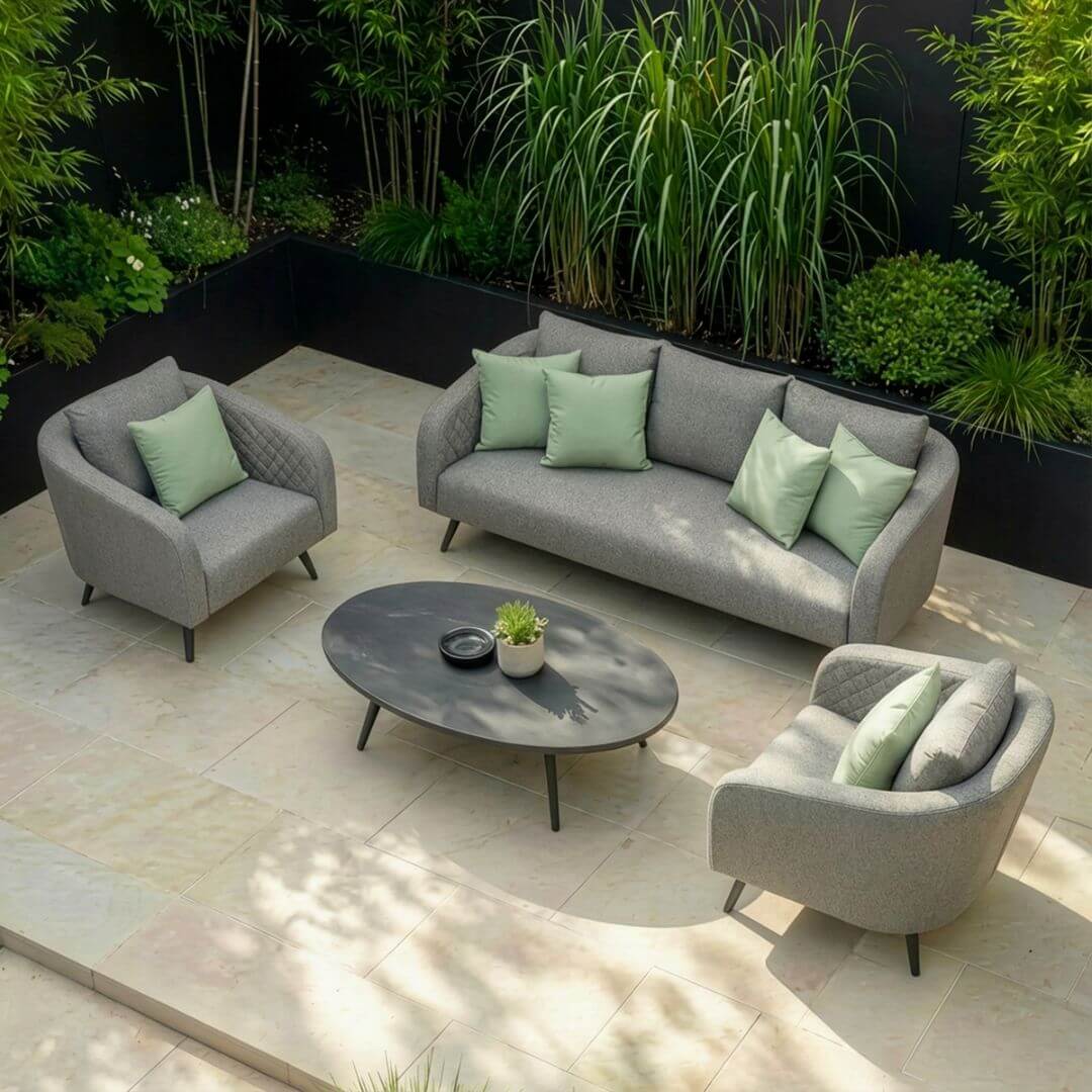 Zinc Grey Oatmeal Fabric 3 Seat Sofa Set with Oval Coffee Table #colour_zinc grey