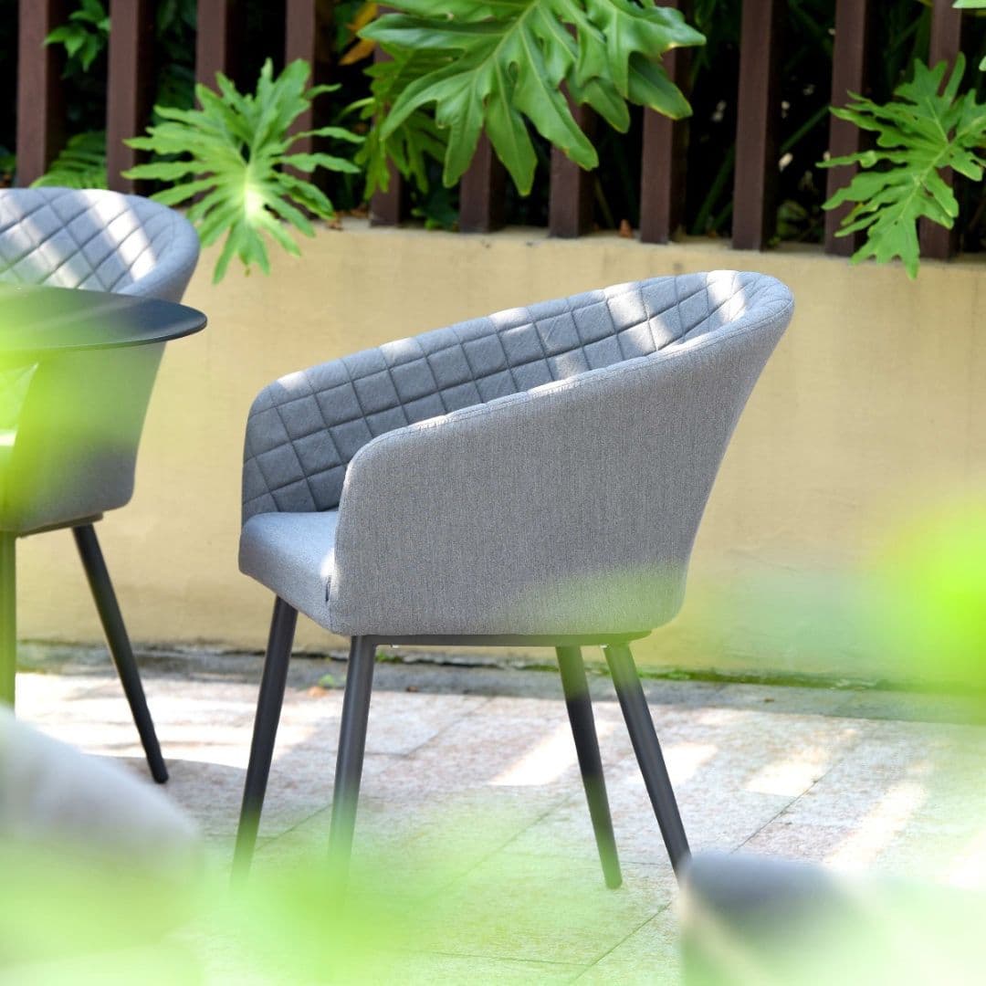 Aluminium and Grey Fabric 6 Seat Oval Dining Set #colour_flanelle