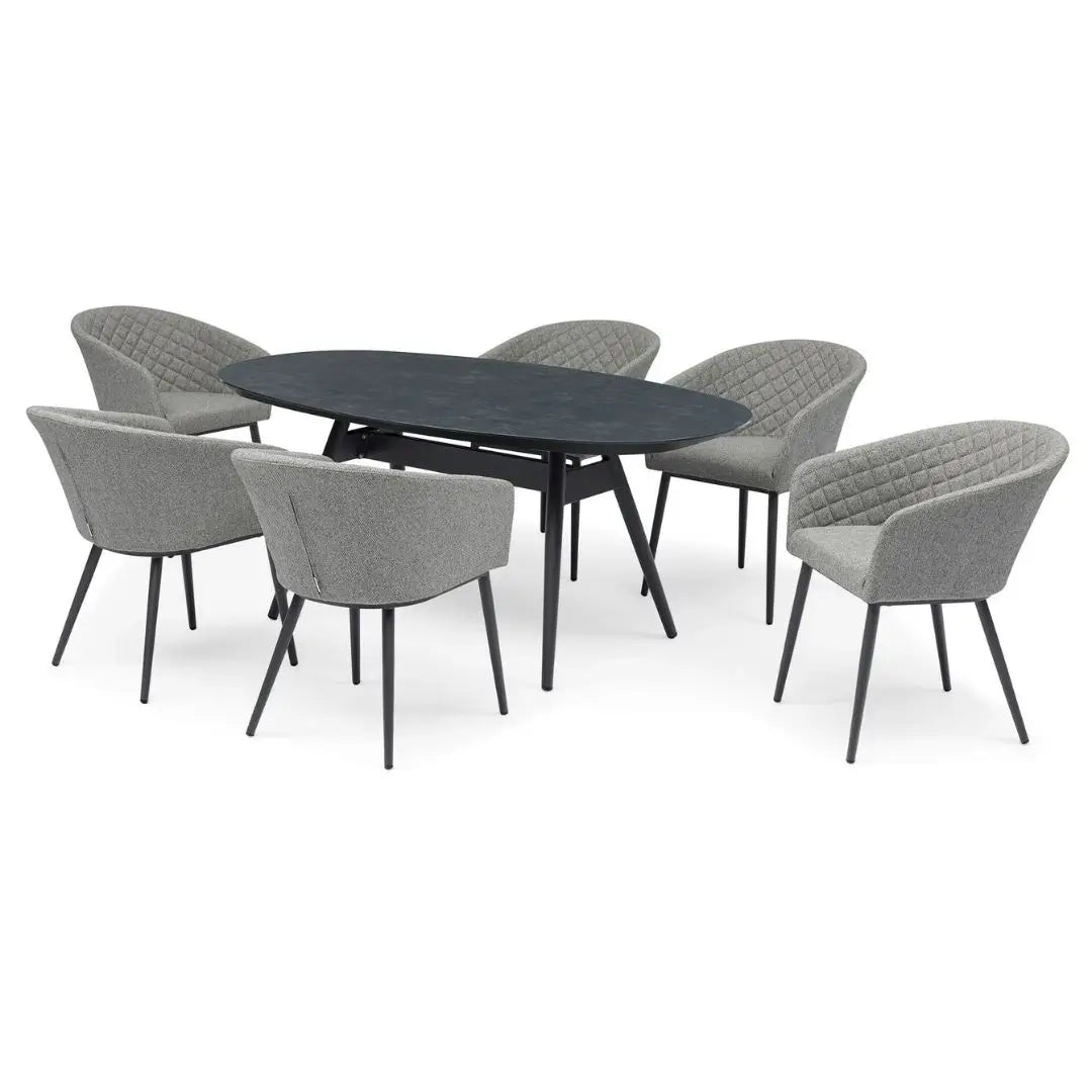 Aluminium and Zinc Grey Fabric 6 Seat Oval Dining Set #colour_zinc grey