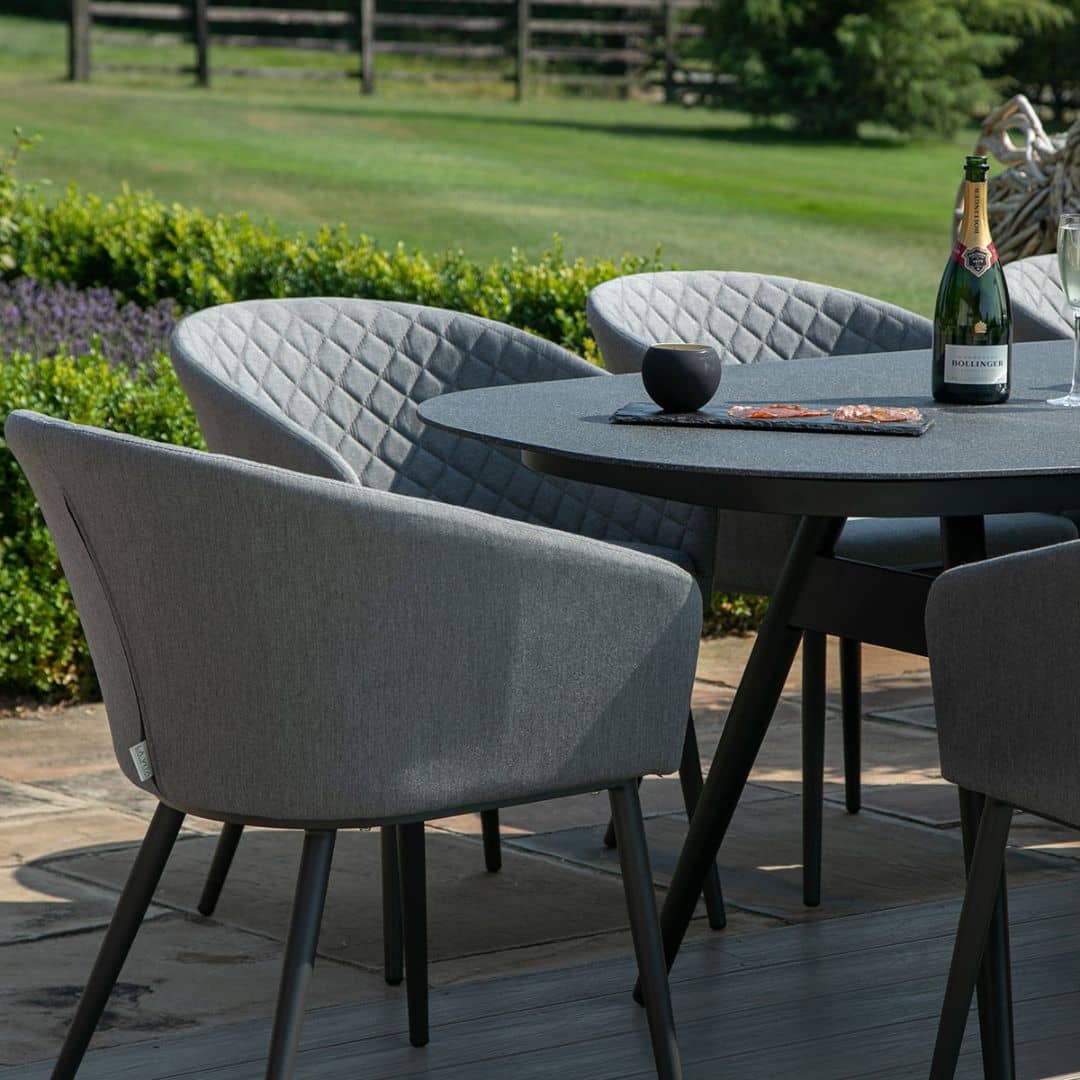 Aluminium and Grey Fabric 8 Seat Oval Dining Set #colour_flanelle