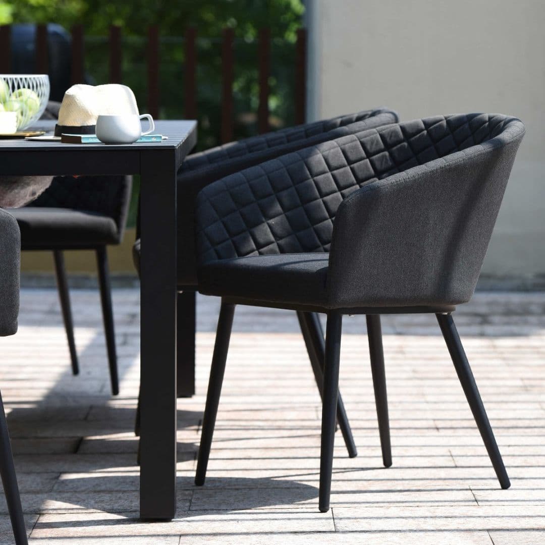 Charcoal Fabric and Aluminium 8 Seat Rectangular Fire Pit Dining Set #colour_charcoal