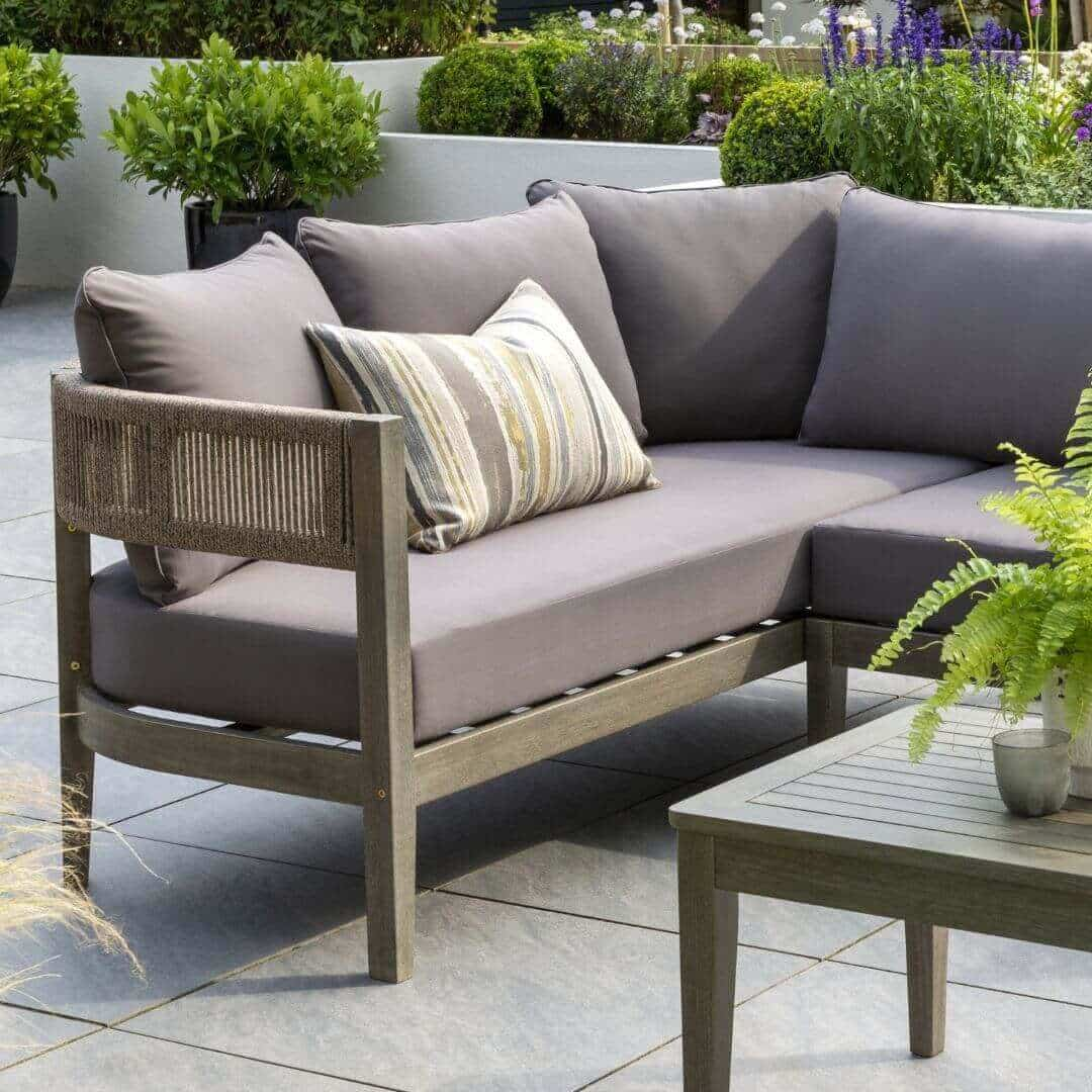 Grey rope deals corner sofa set