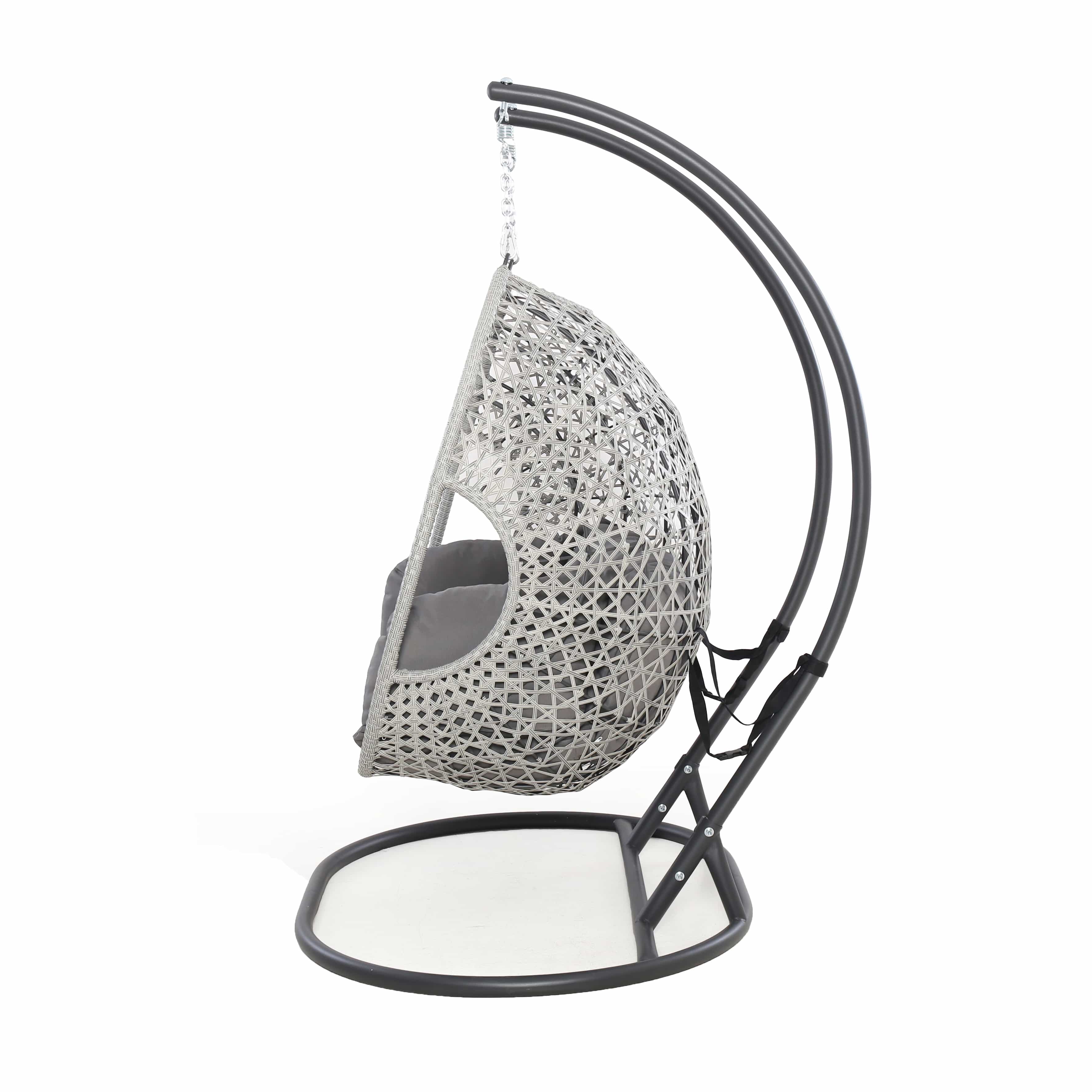 Grey Rattan Double Hanging Egg Chair