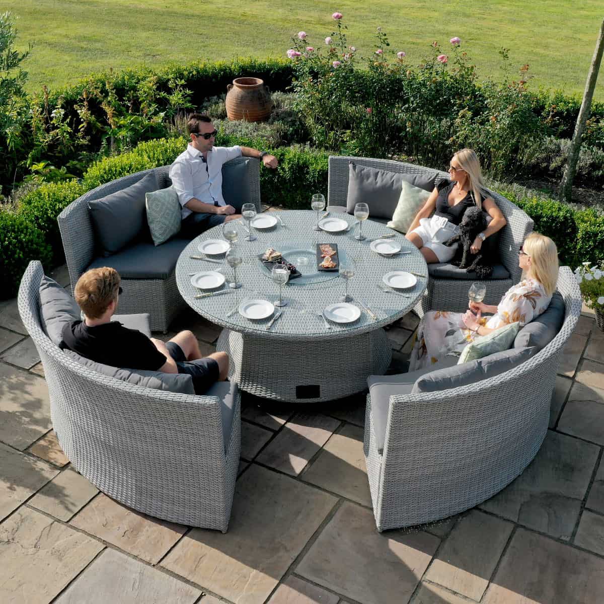 Ascot Round Sofa Dining Set With Rising