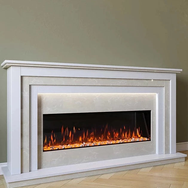 #color_polar white and nacarado, #size_1170, marble electric fireplace suite