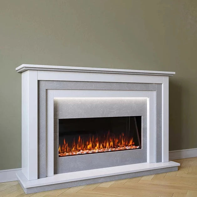 #color_polar white and italian grey, #size_890, marble electric fireplace suite