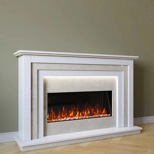 #color_polar white and nacarado, #size_890, marble electric fireplace suite