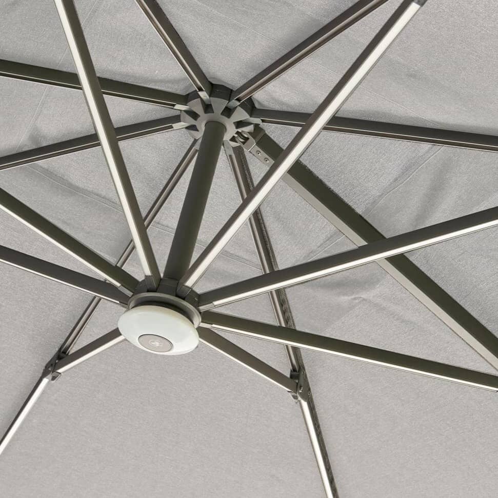 square 3x3m LED Parasol With Wheeled Base #colour_smoke grey