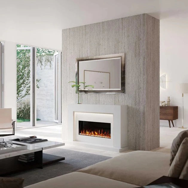 #color_polar white and nacarado,  #size_890, electric marble fireplace suite