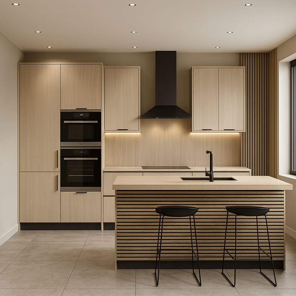 Residence - Light Oak & Black Waterproof Wall Panel • Pack of 4